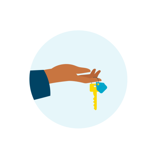 Person handing keys to a property