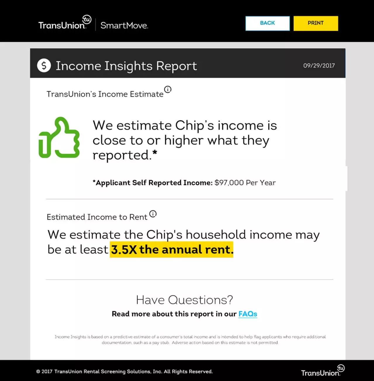 income insights report example