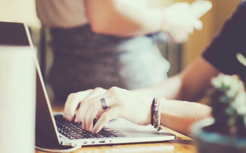 Person using a computer to use for research