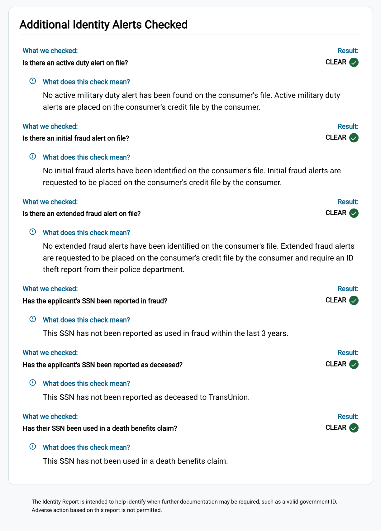 The bottom part of the smartmove identity report shows fraud alerts