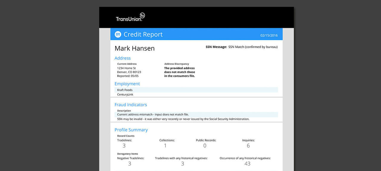 SmartMove Credit Report Example
