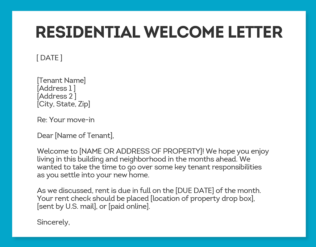 Sample residential welcome letter