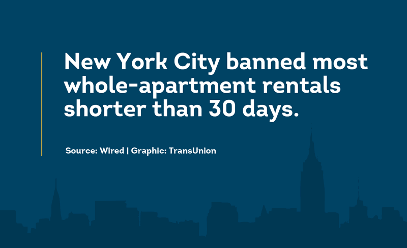 New York City started restricting many short term rentals under 30 days