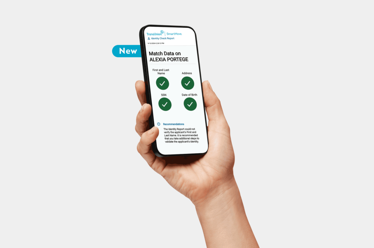Hand holding Identity Check Report on mobile device